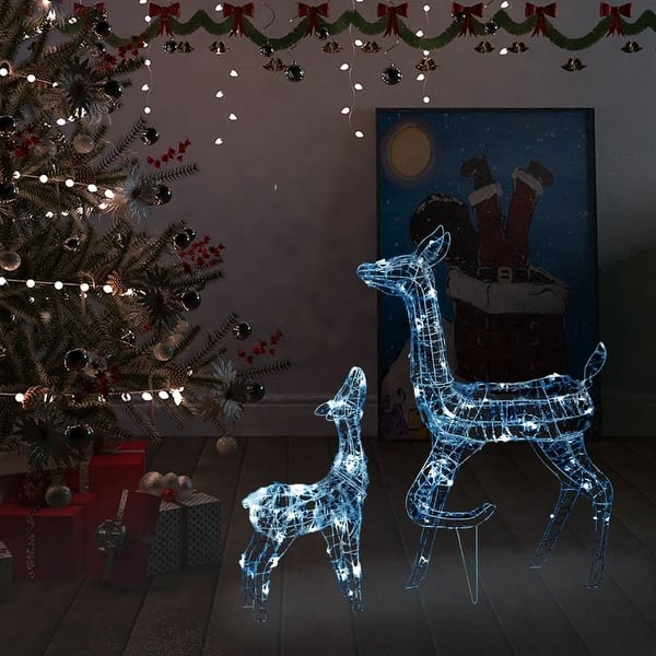 slide 2 of 10, vidaXL Acrylic Reindeer Family Christmas Decoration 160 LED Cold White - Cold white - 27.2" x 6.7" x 35.4"