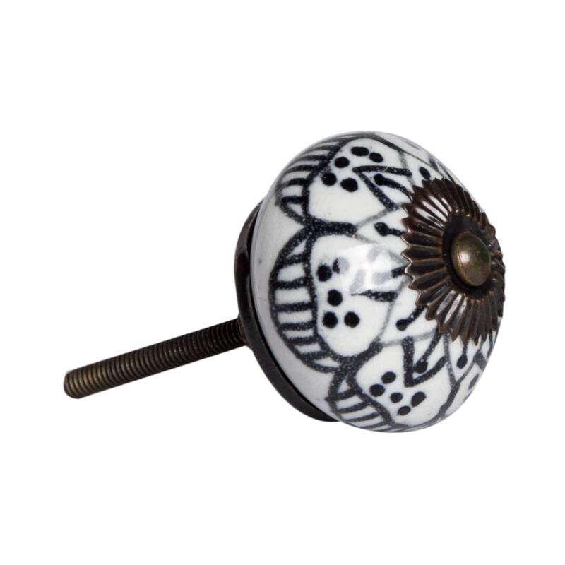 Set of 8 Ceramic and Metal Drawer Pull Knobs with Floral Design - 1.50” x 1.50” x 1.50”