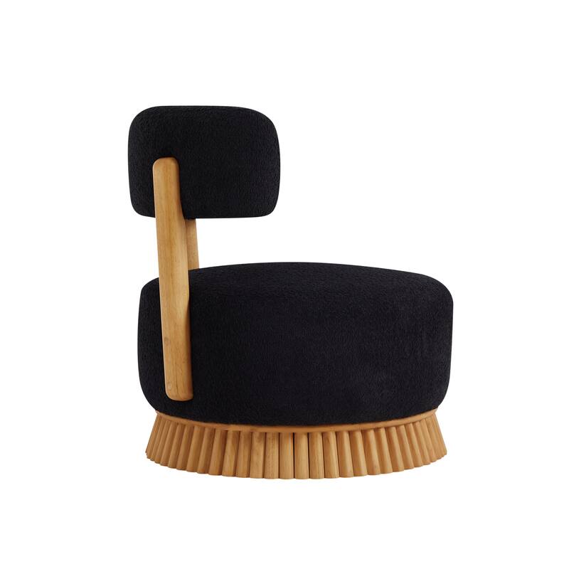 Armless Accent Chair for Living Room, Modern Slipper Vanity Chair with Wooden Base, Upholstered Bedroom Chair