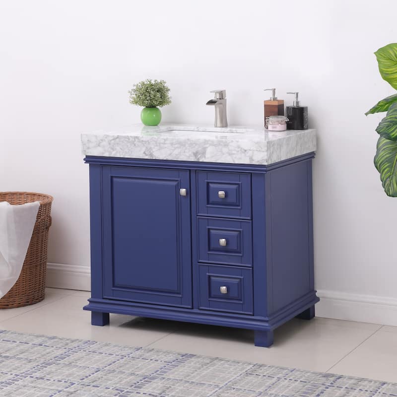 Altair Jardin Single Bathroom Vanity Set and Carrara White Countertop without Mirror