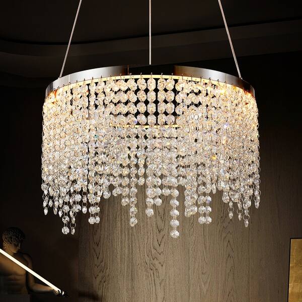 slide 2 of 10, CurveCurio 15.7" Modern Luxury Hanging Light Elegance Crystal Pendant Chandelier - 15.7" * 15.7" * 7.9" 15.7" * 15.7" * 7.9" - Chrome