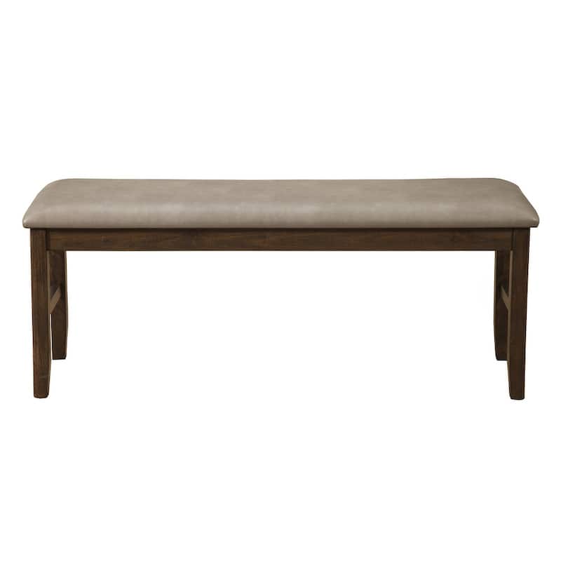 HomeRoots 49" Tan and Dark Brown Faux Leather Distressed Upholstery Dining Bench - 48.5