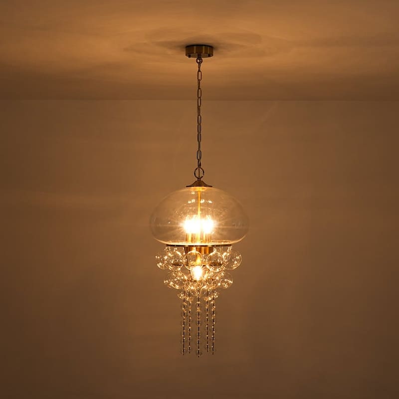 Sculptural Jellyfish 6-Light Clear Glass Globe Tassel Pendant Light