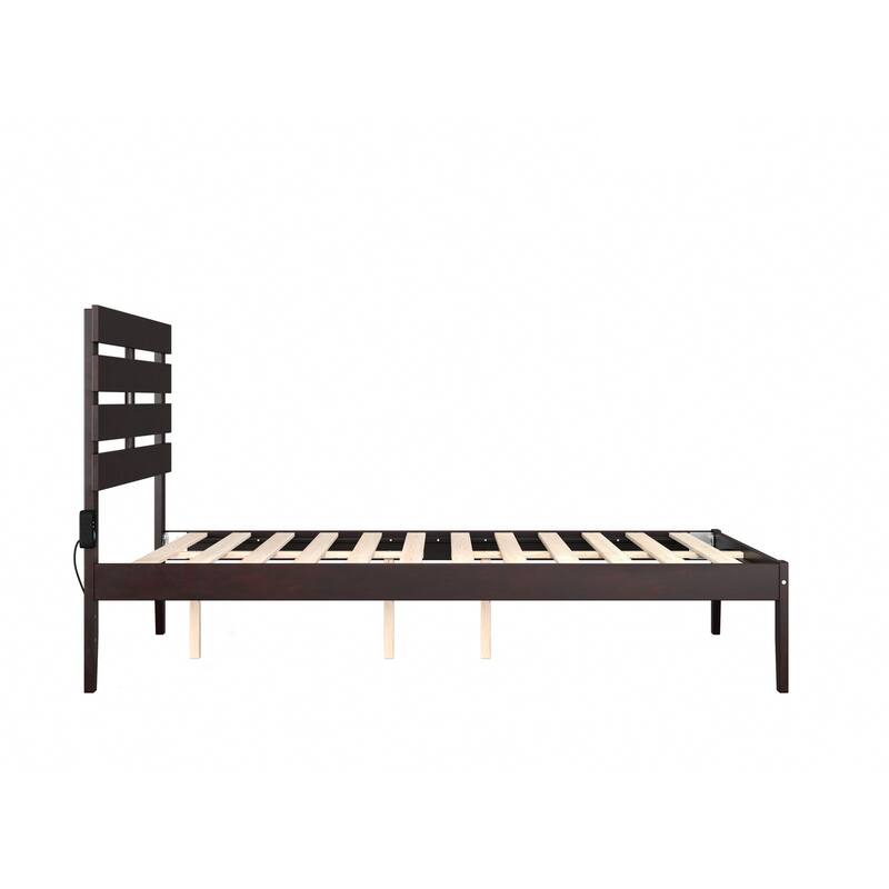 Full Size Bed Espresso Finish - Modern Renaissance Style Bed Frame - HomeStock