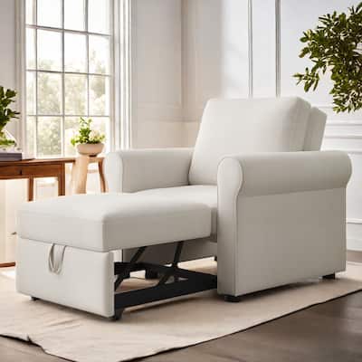 3-in-1 Linen Sofa Bed Chair with Adjustable Backrest and Folding Single Bed for Living Room Apartment