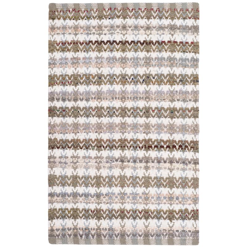 SAFAVIEH Handmade Flatweave Montauk Hermanda Casual Cotton Rug - 2'6" x 4' - Beige/Multi
