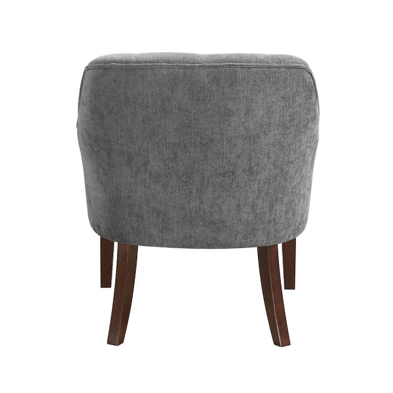 Beca Accent Armchair, Button Tufted Back, Sloped Arms, Gray Polyester