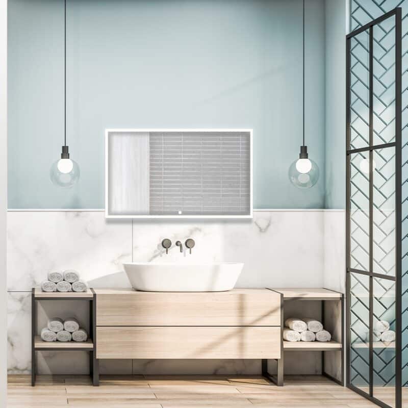 AQUADOM Edge 48" Led Lighted Mirror for Bathroom with Defogger, Touch Control. - 48"x32"x1.5"