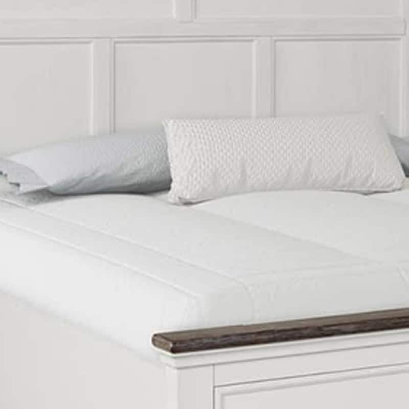 Hamps King Size Bed, 2 Drawers, White and Dark Brown Solid Wood Frame