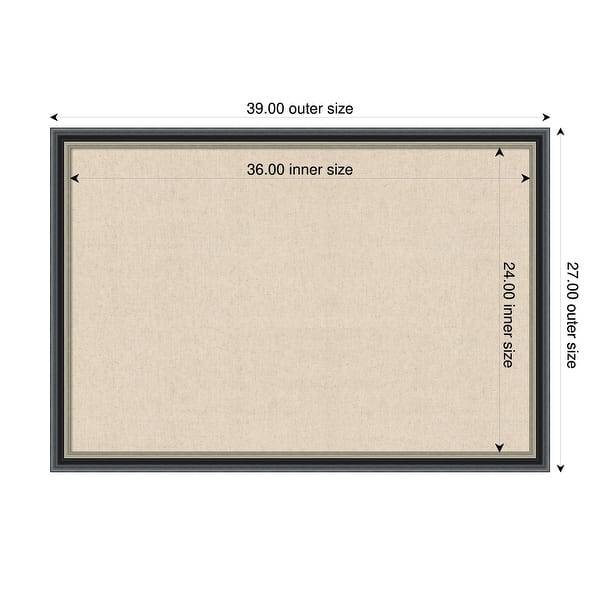 dimension image slide 17 of 91, Amanti Art Framed Fabric Pinboard Natural Linen Printed Bulletin Board