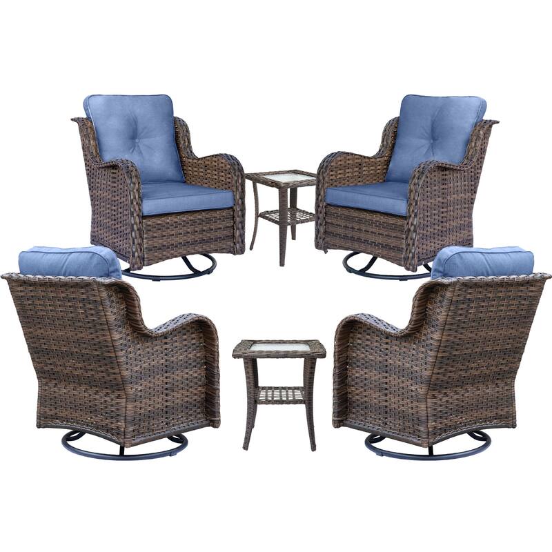 Wicker Outdoor Patio Conversation Seating Sets with Swivel Rocker Chairs