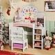 preview thumbnail 5 of 7, Gymax Kids Vanity Desk w/Mirror & Lights Princess Pretend Play Makeup