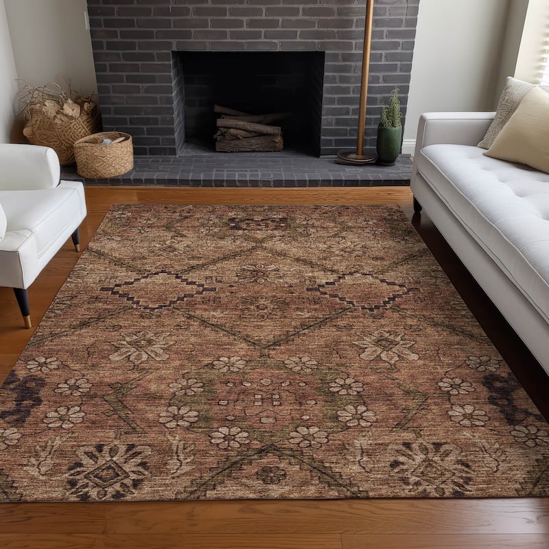 Premium Washable Super Soft Boho Moroccan Mayfield Rug - Paprika - 9' x 12'