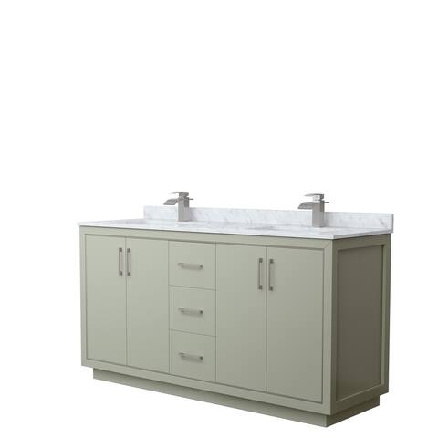 Icon Double Vanity Set, White Carrara Marble Top, No Mirror
