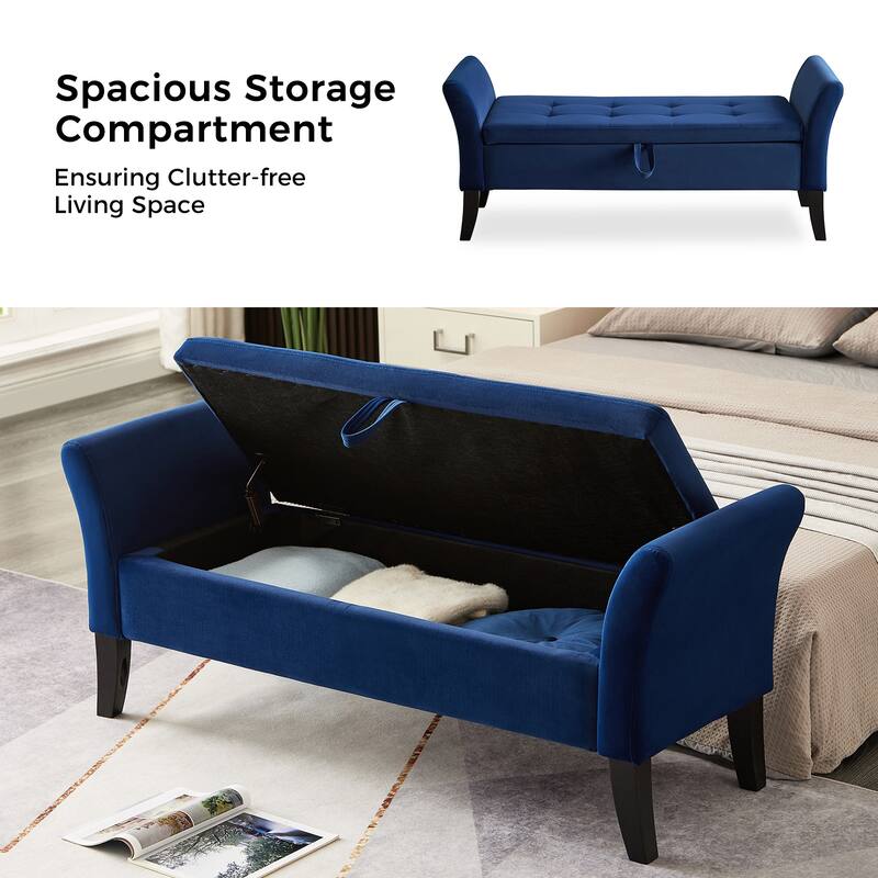 Ramiro Contemporary Velvet Storage Bench by HULALAHOME