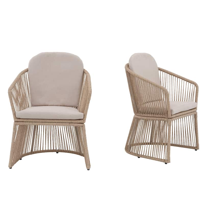 Outdoor 2-piece Steel Dining Chair with Cushion