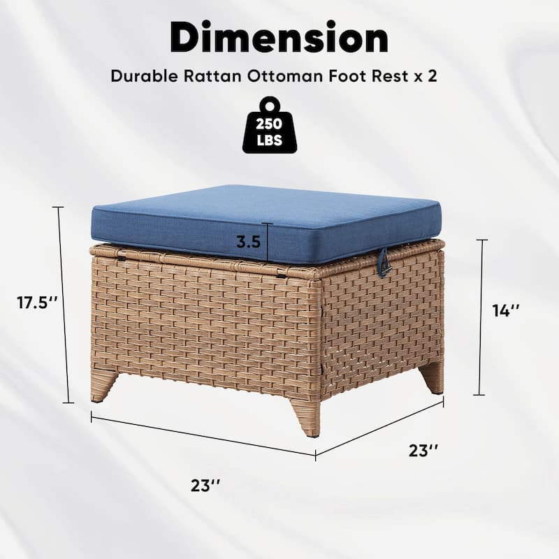 Outdoor Furniture Wicker Ottoman Patio Rattan Ottomans
