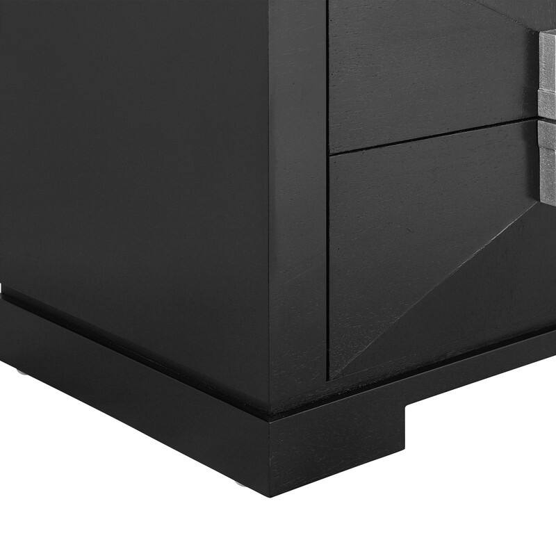 Mid-Century Modern Nightstand with 2 Drawers - Wide Wood End Table with Diamond Design and Heavy-Duty Base