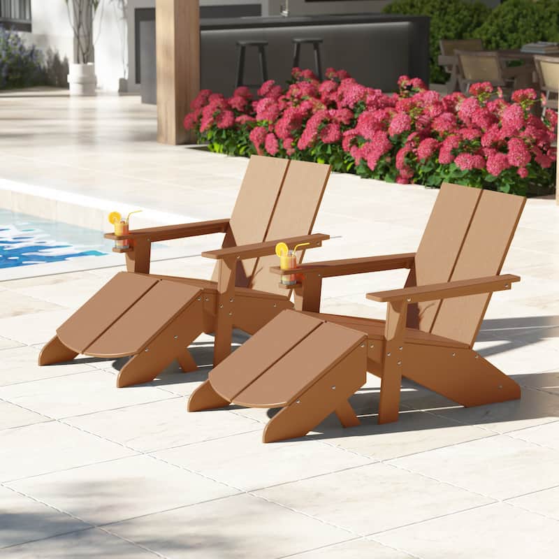 Coastin Modern Poly Adirondack Chair With Ottoman (Set of 2)