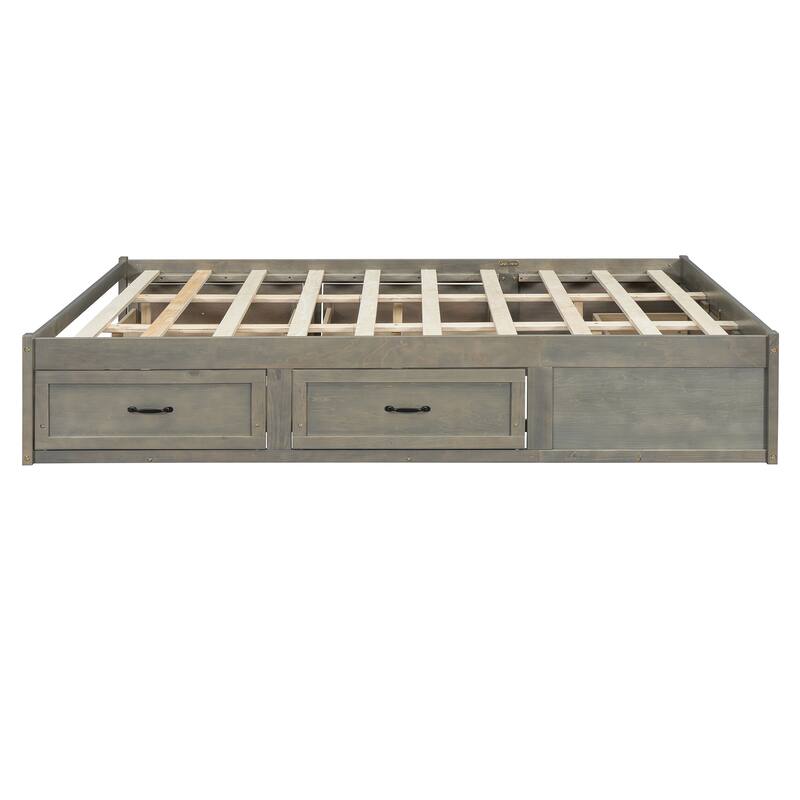 Queen Size MDF Platform Bed with 6 Storage Drawers and 400lb Weight Capacity