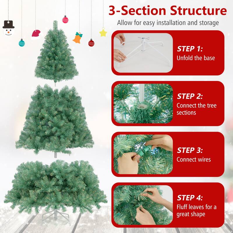 Gymax 6 FT Pre-Lit Tinsel Christmas Tree Artificial Xmas Tree w/ Lush