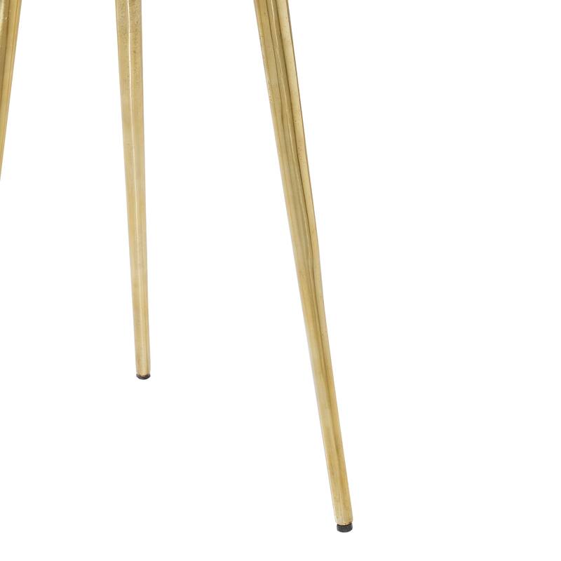 Gold Aluminum Accent Table with Marble Top with Gold Inlay - 15 x 15 x 20Round