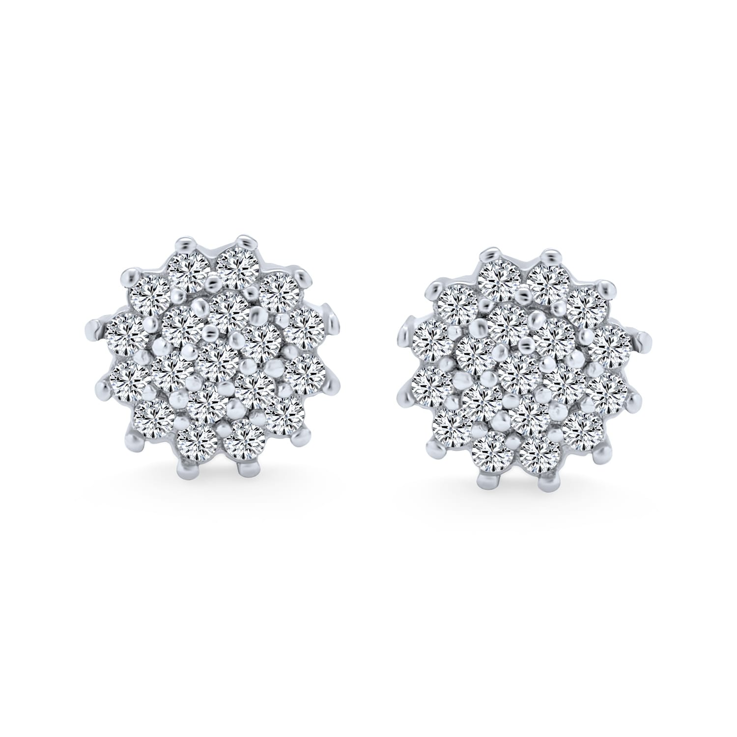 Fashion sterling Silver Flower Cubic Zirconia CZ Ear Stud Earrings Gift Box I27