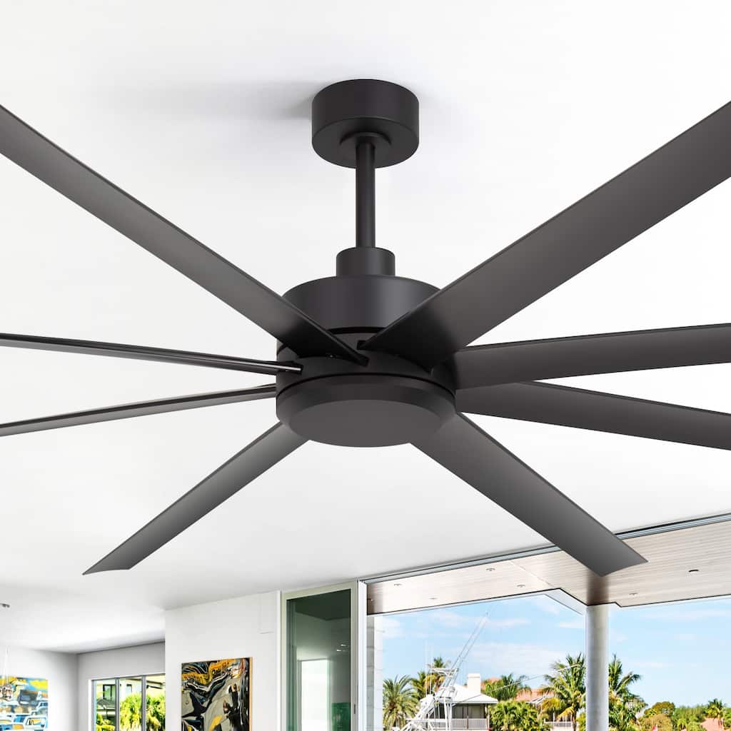 84in Black Ceiling Fan with Remote Control, 6-Speed Reversible DC Motor, Modern Ceiling Fan for Living Room