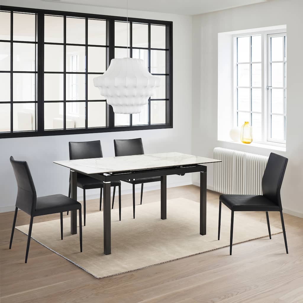 Giana Kash 5 Piece Extendable Dining Set with Faux Leather Chairs
