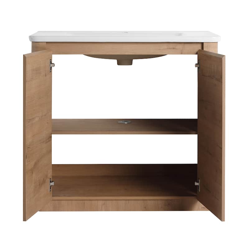 Malwee 36"/40"/48"/52"/60"/64"/84"/92" Bathroom Vanity with Sink, FreeStanding Bathroom Vanity with Door and Adjustable Shelf