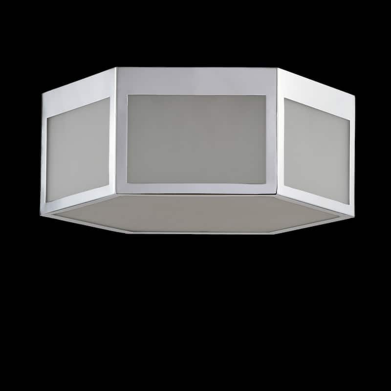 Cadence Hexagon Metal/Frosted Glass LED Flush Mount, Chrome by JONATHAN Y