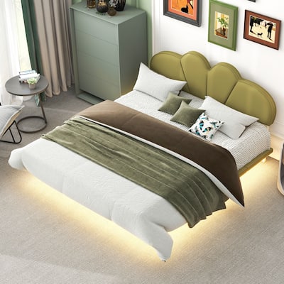 PU Upholstered Floating Platform: Foam Headboard