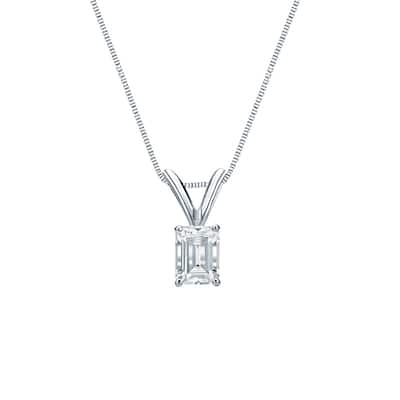 Auriya 14-karat Gold 0.45ctw Emerald Solitaire Lab Grown Diamond Necklace 4-Prong Basket (D-E VVS) - 0.45