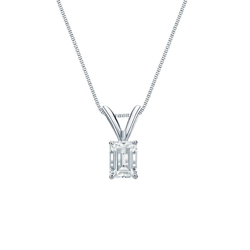 Auriya Platinum 0.38ctw Emerald Solitaire Lab Grown Diamond Necklace 4-Prong Basket (H-I VS) - 0.38