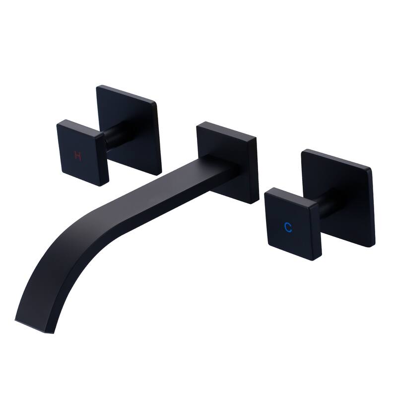 WOWOW Double Handle Wall Mounted Waterfall Bathroom Faucet - Oil Rubbed Bronze