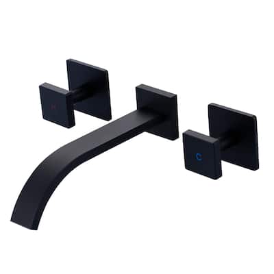 WOWOW Double Handle Wall Mounted Waterfall Bathroom Faucet