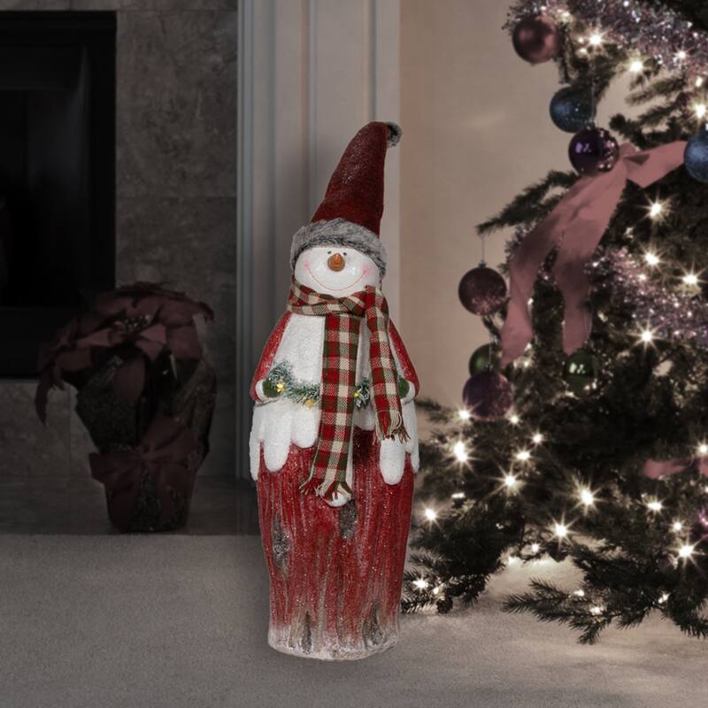 Alpine Corporation Country Holiday Statue Decoration with LED Lights - Red