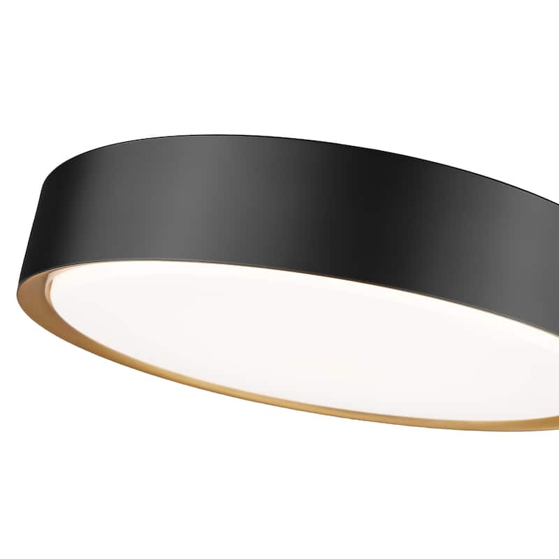 Kawan 1 Light Flush Mount in Matte Black + Modern Gold
