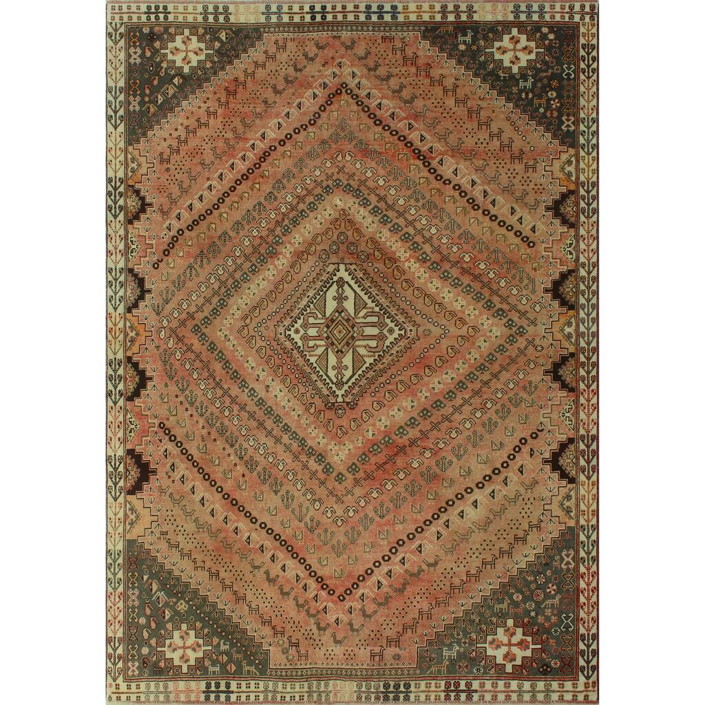Vintage Distressed Blaze Rust/Ivory Rug - 6'9" x 9'6"
