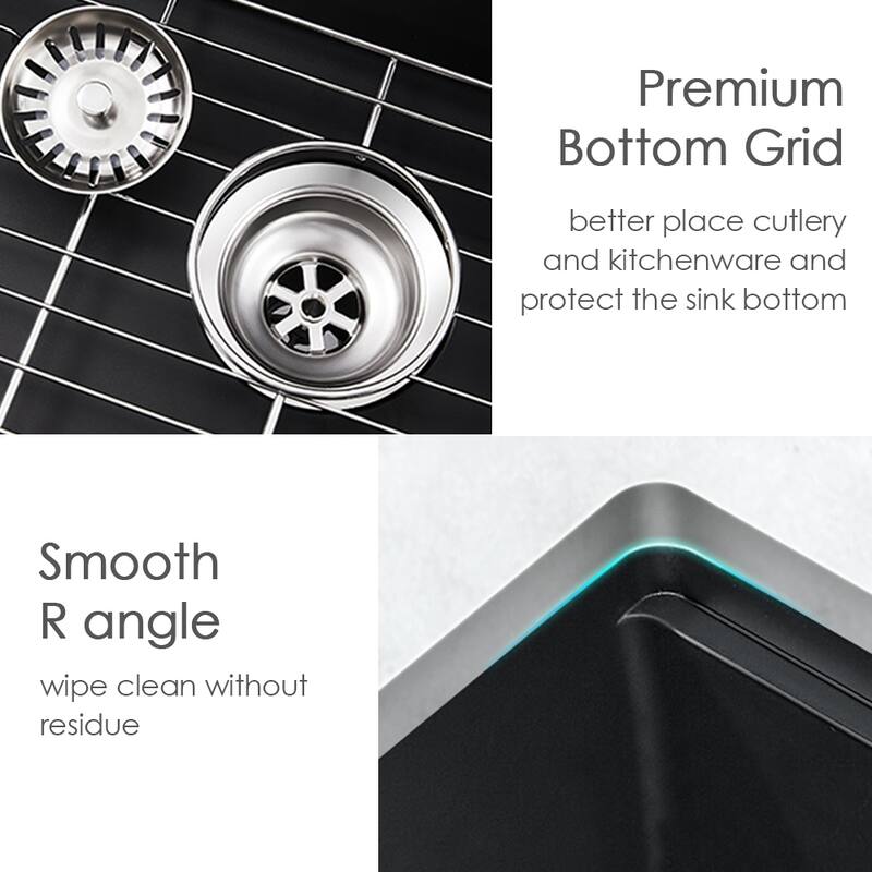 HIGOLD 9-Inch Undermount Dual Equal Bowl Quartz Sink