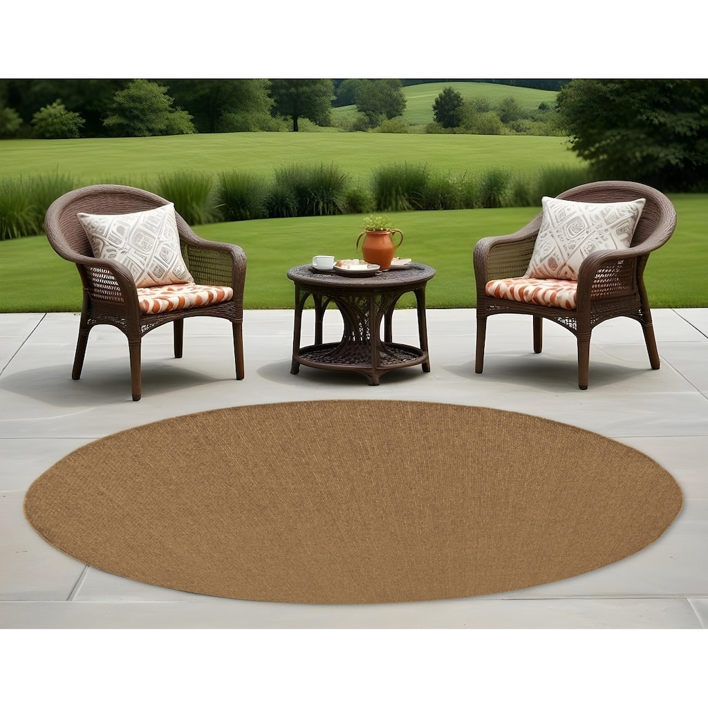 Vane Classic Tone Uv-Resistant Versatile Elegance Round Outdoor Rug - 8' X 8'