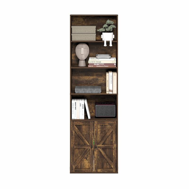 71.26 in. Tall Pine Wood 6-Shelf Bookcase