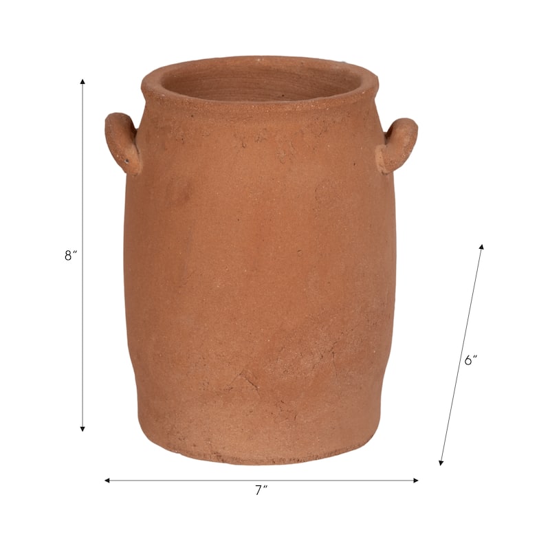 Ceramic Table Vase Rustic Handles Textured Artisan Decorative Accent