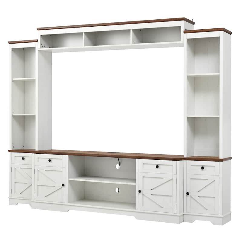 98.8" W Wall Unit Entertainment Center with Bookshelves for TVs up to 80", Modern TV Stand Media Console