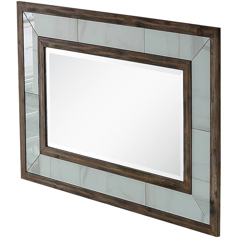 HomeRoots 32" Brown Wood Framed Accent Mirror - 47.2' X '31.5' X '1