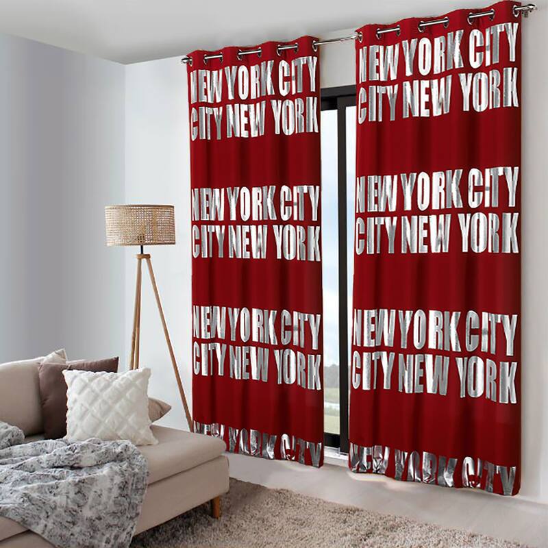 New York City Themed Blackout Extra Wide Curtain Panel 102x55 Inch