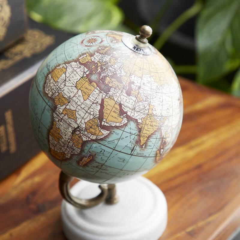 Teal, Black or White Marble Globe with Marble Base