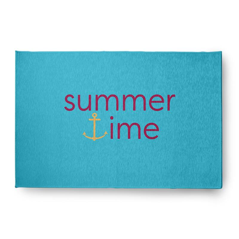 Summer Time Anchored Beach Style Chenille Area Rug - Lipstick Pink - 4' x 6'