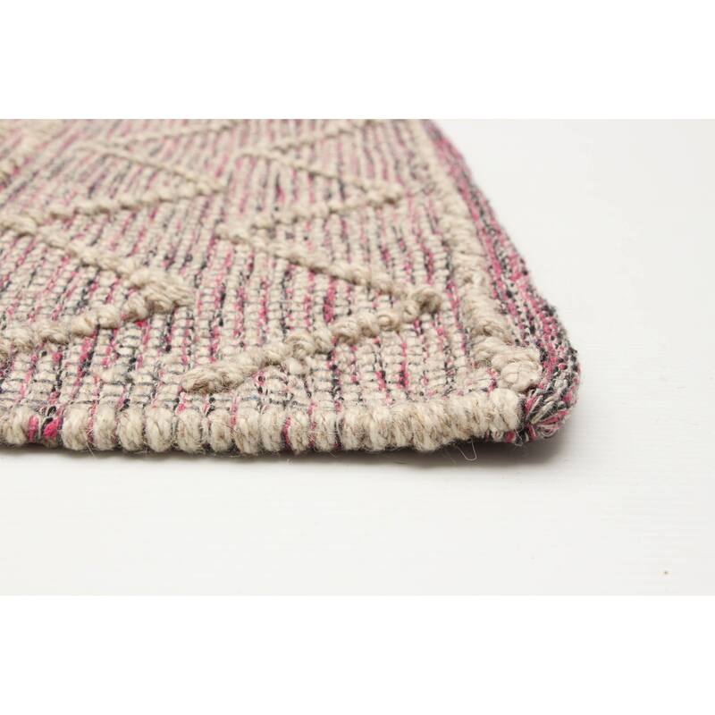 ECARPETGALLERY Braid weave Sienna Pink Wool Rug - 6'0 x 9'7