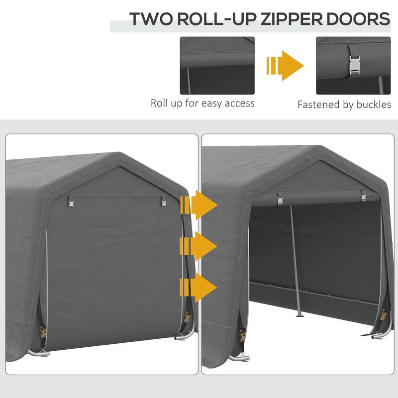 Outsunny 20' x 10' Carport Portable Garage, Heavy Duty Storage Tent, Patio Storage Shelter w/ Anti-UV PE Cover